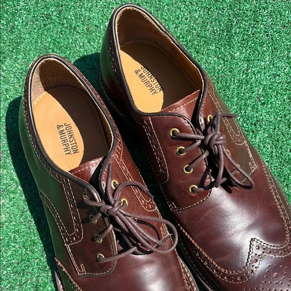 Johnston & Murphy Brown Leather Oxford Wingtips - Picture 2 of 11